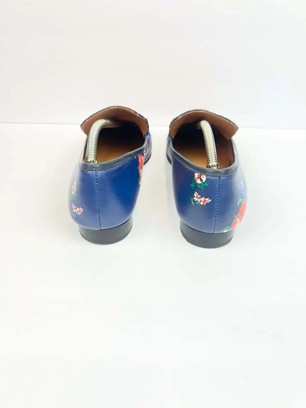 Tory Burch Jessa Floral Print Leather and Fabric Horsebit Loafers 8.5M Shoes